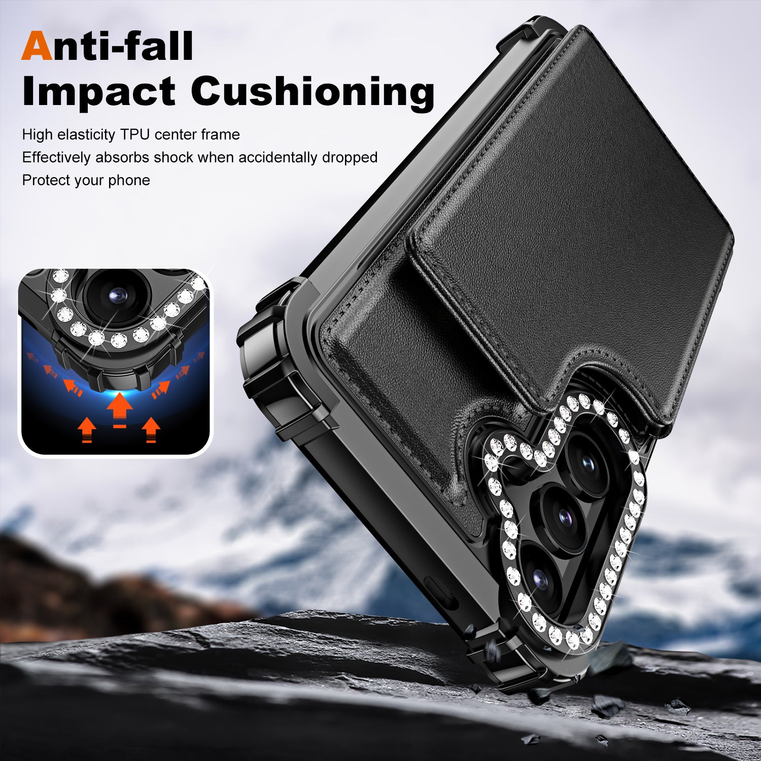 ZM15 For Samsung Galaxy S24 Case Rhinestone Decor Card Slots Phone Cover ZM15 For Samsung Galaxy S24 Case Rhinestone Decor Card Slots Phone Cover
